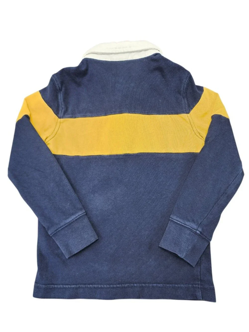 Gymboree Kids Rugby Polo Shirt Size 6 Navy Yellow Long Sleeve Cotton Striped